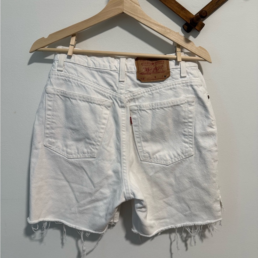 Levi's White Raw-Hem Denim Shorts